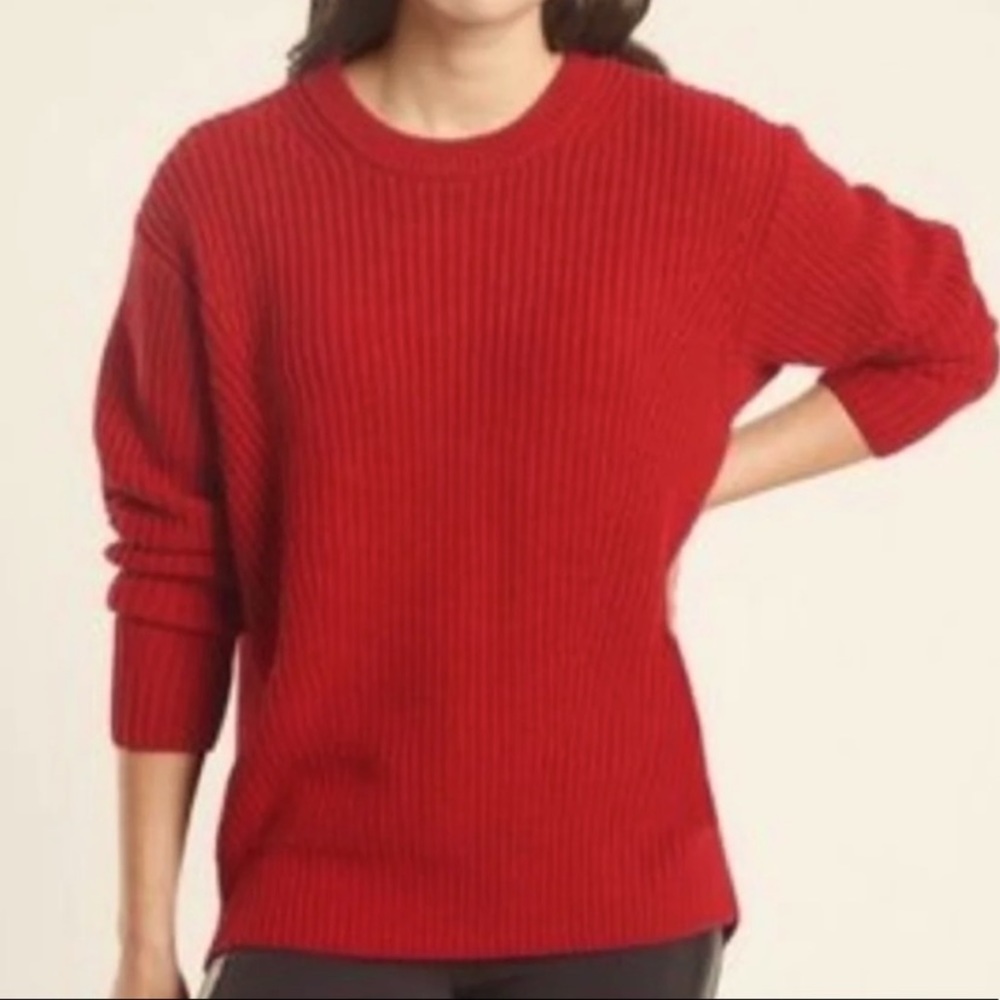 Athleta Cascade Red Wool Crew Sweater | Women’s Size XS | Relaxed Fit